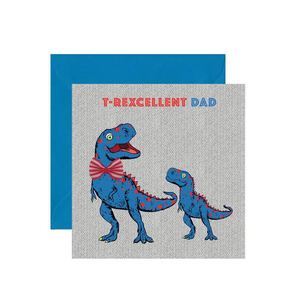 LA014-Apple & Clover-T-Rexcellent Dino Dad With Bow-Card-