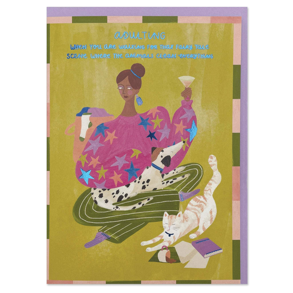 MOD006-Raspberry Blossom-Adulting Animals Fairy Tale-Card-Modern Life