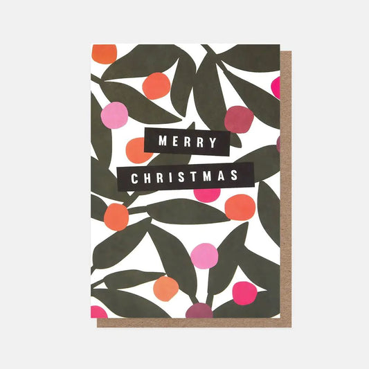 PQX200-Caroline G-Merry Christmas Foliage Pattern-Xmas Card Pack-10 Pack Small Cards