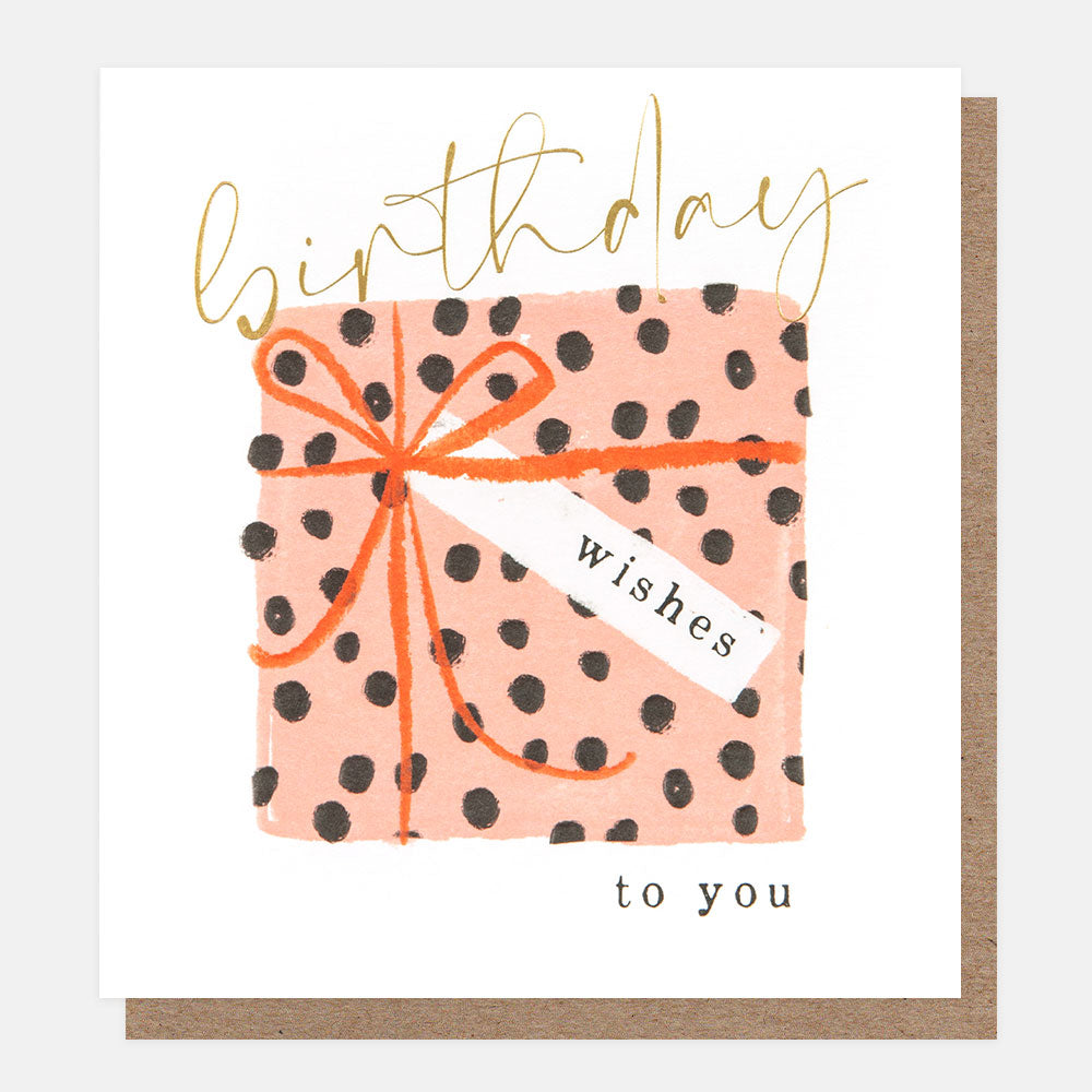 JFN010-Caroline G-Birthday Wishes To You Spotty Present-Card-Joyful Notes