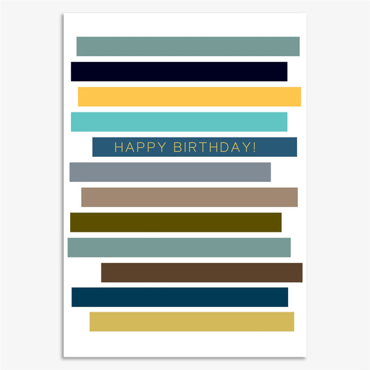 HWL008-Think of Me-Happy Birthday Stripes-Card-Howl