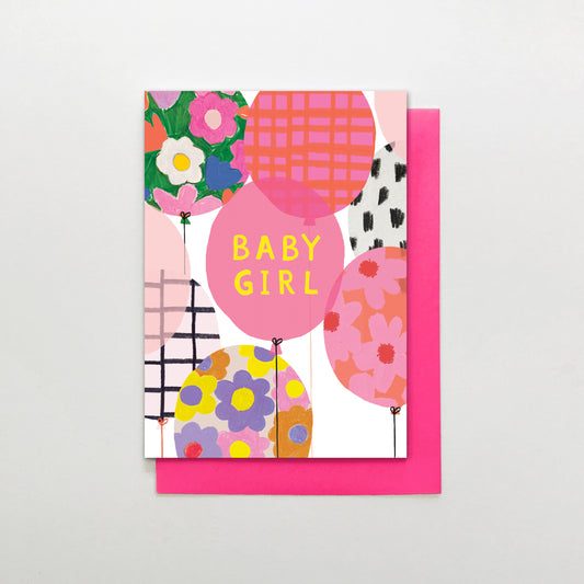 LE016-Stop The Clock-Card- Baby Girl Balloons-Card-Pink Lemon