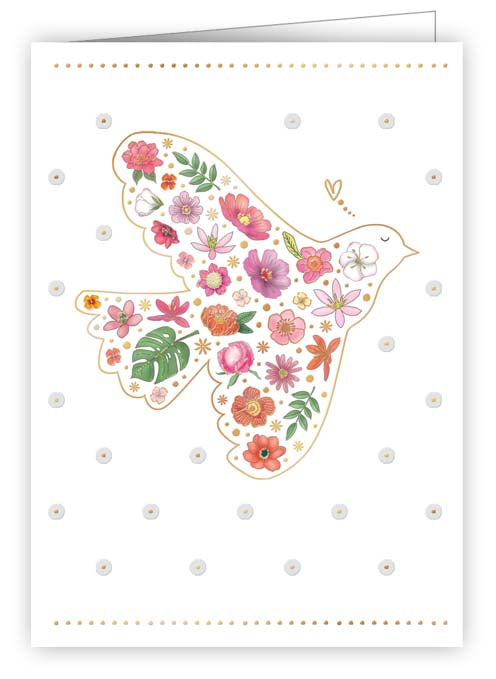 6942-Quire-Dove With Flowers-Gift Tags-Minicard Classic