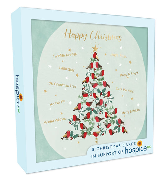 XSA013-Second Nature-Merry Christmas 8Pk Single Design-Xmas Card Pack-Hospice Uk