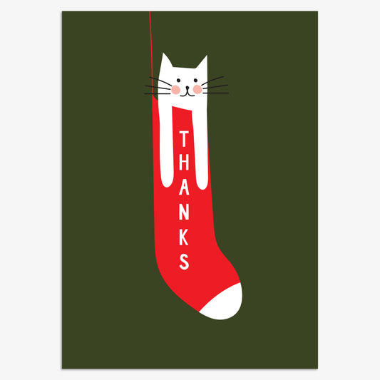 CPX138-Think of Me-Thanks Kitten 8Pck-Xmas Card Pack-Christmas Thank You Packs