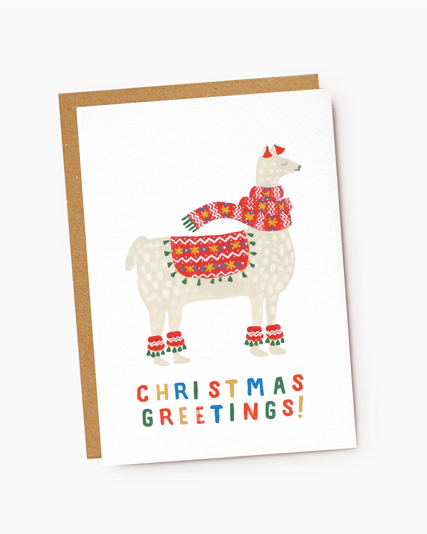 X146-Jade Fisher-Noel-Christmas Greetings Festive Llama-Xmas Card-