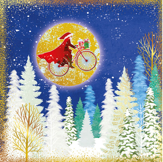 9653500141-Editor Groupe-Santa Bike Moon-Xmas Card-Sno