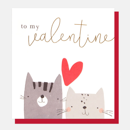 VAL016-Caroline G-To My Valentine Cats With Heart-Card-