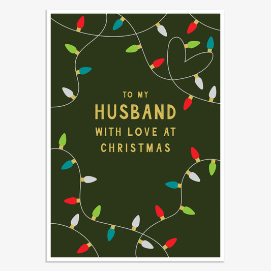 HJX005-Think of Me-To My Husband-Xmas Card-Holly Jolly