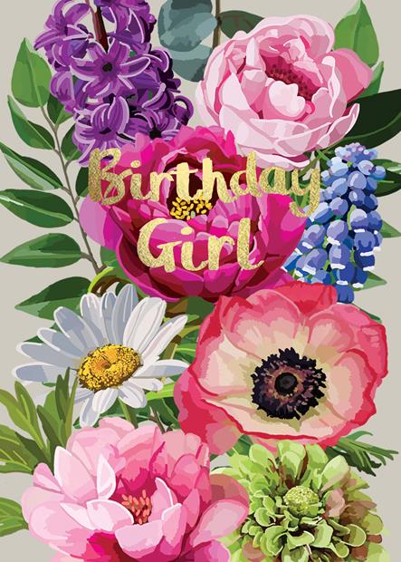 FF004H Sarah Kelleher Card Birthday Girl Fabulous Foils