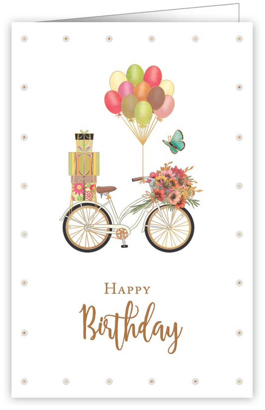 2417-Quire-Bike With Presents And Balloons-Card-Touch Of Classic