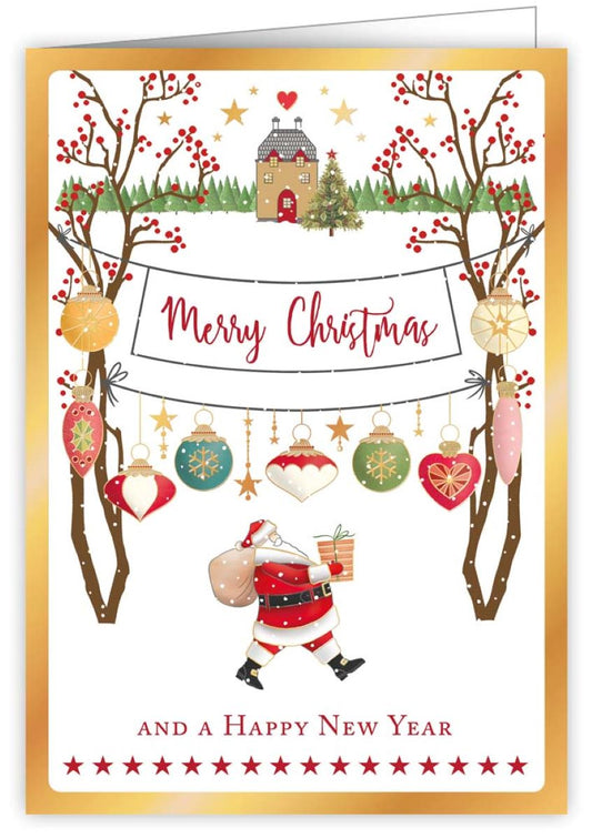 4777-Quire-Santa Delivering Present-Xmas Card-Mac Classic