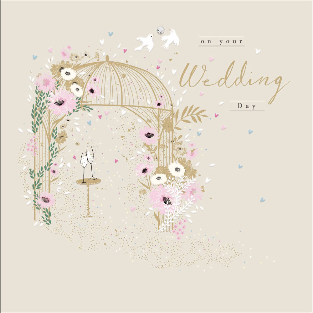 502286-Woodmansterne-V Wedding Day-Card-Feathers And Ferns