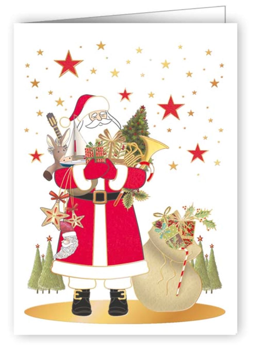 6998-Quire-Santa With Presents-Xmas Mini Card-Mac Classic