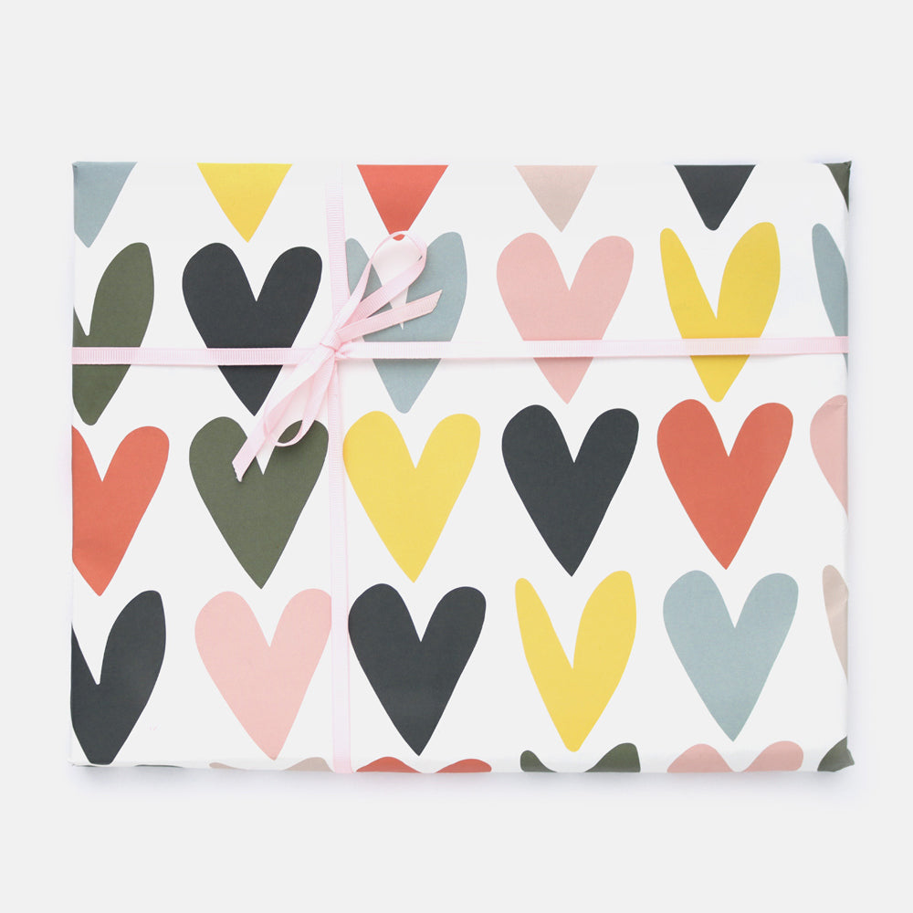 GWE545-Caroline G-Jumbled Hearts Grid Flat Wrap-Wrap-Gift Wrap