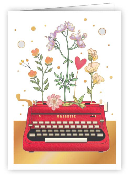 6959-Quire-Typewriter With Flowers-Card-Mini Cards