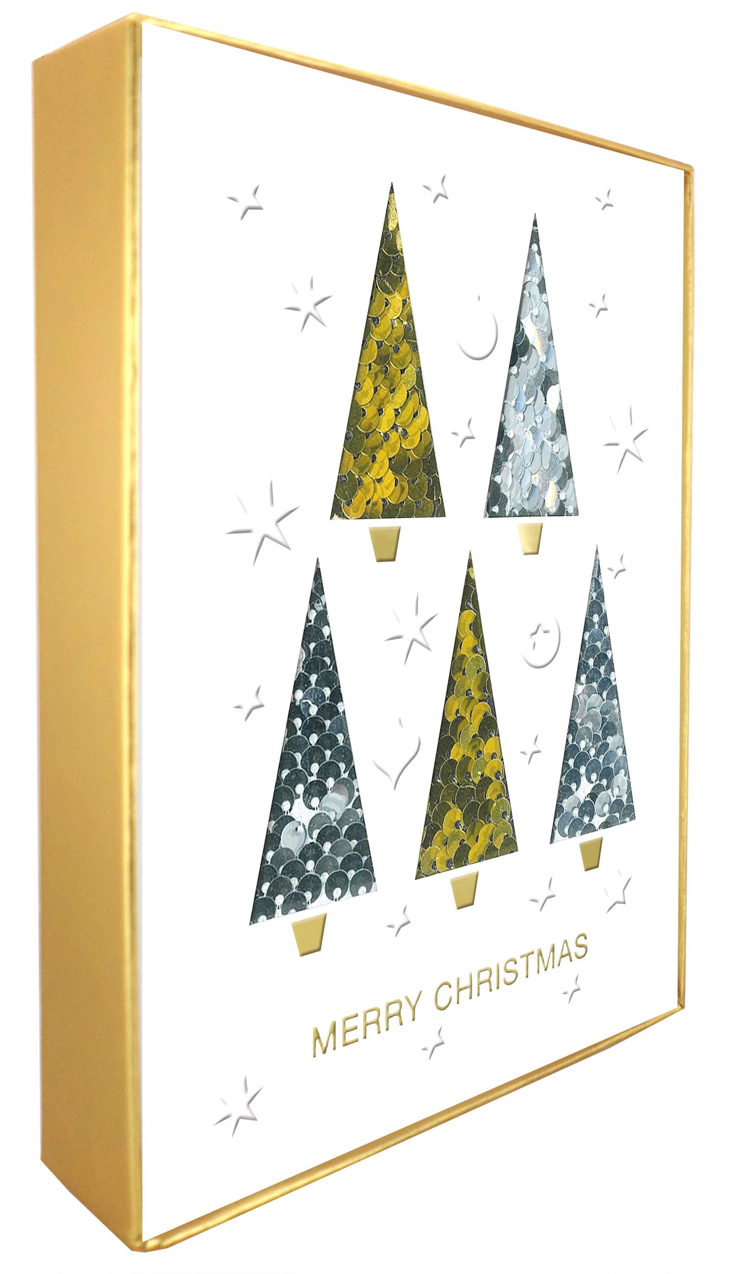 BXW006-Second Nature-Modern Xmas Tree 5Pck-Xmas Card Pack-Winter Glow