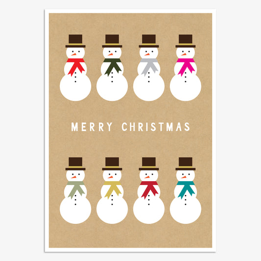 HJX019-Think of Me-Merry Christmas Snowmen-Xmas Card-Holly Jolly