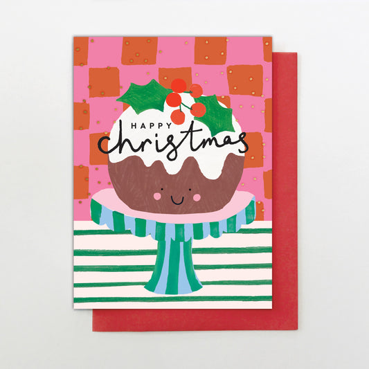 HC005-Stop The Clock-Card- Happy Christmas Pudding-Xmas Card-Happy Christmas