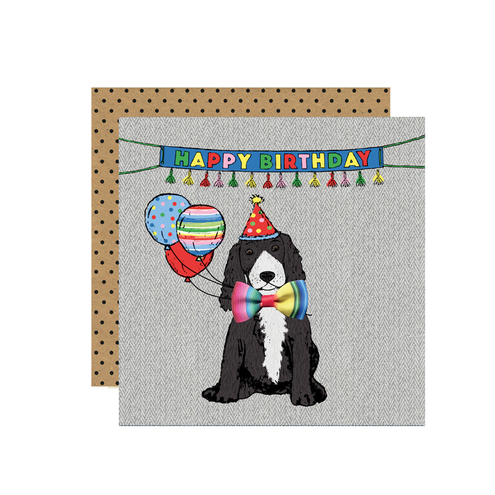 FE009-Apple & Clover-Happy Birthday Black Spaniel-Card-Fiesta