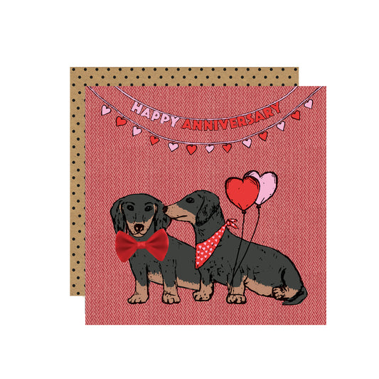 FE014-Apple & Clover-Anniversary Dachshunds-Card-Fiesta