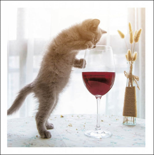 468438-Woodmansterne-Cat & Wine-D Catitude-Card