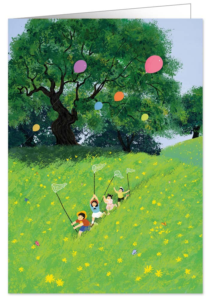 1991-Quire-Playing Children On Flower Meadow-Card-Heartfelt