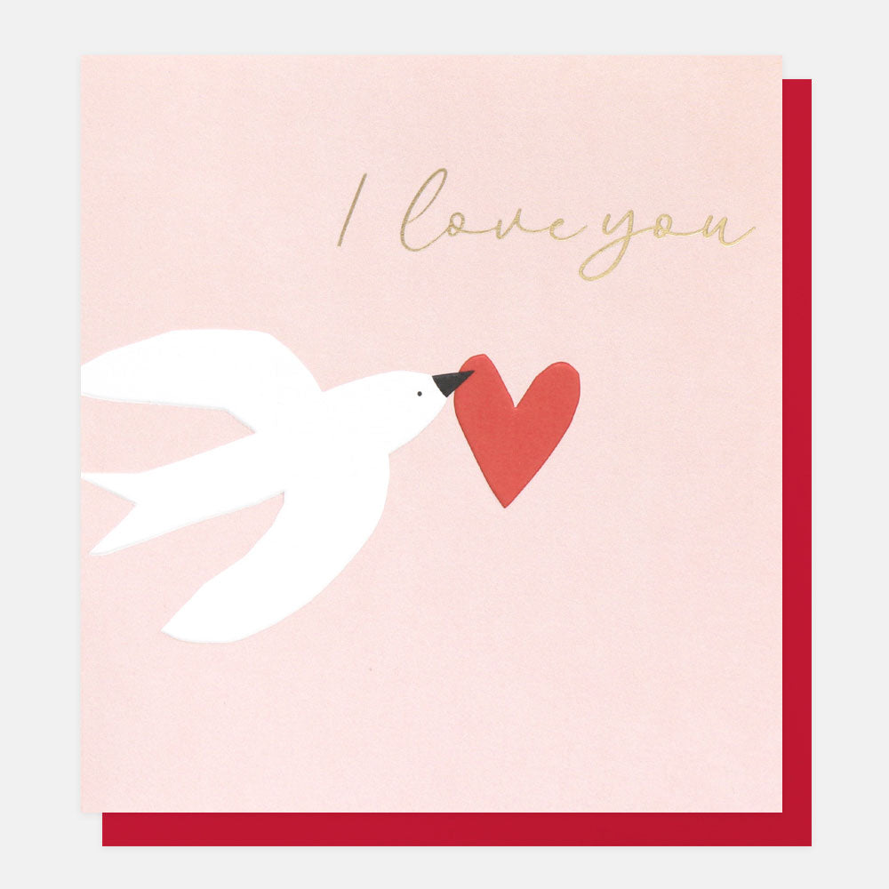 LUV003-Caroline G-I Love You Bird With Heart-Card-Valentines Day