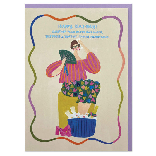 MOD005-Raspberry Blossom-Happy Birthday Hotter Thanks Menopause-Card-Modern Life