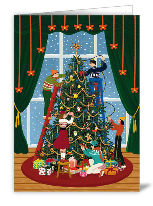 2236-Quire-People Decorating Tree-Xmas Card-Heartfelt