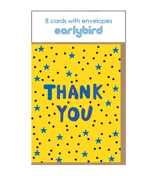 TP065-Earlybird-8Pk Yellow Neon Thank You-Card Pack-