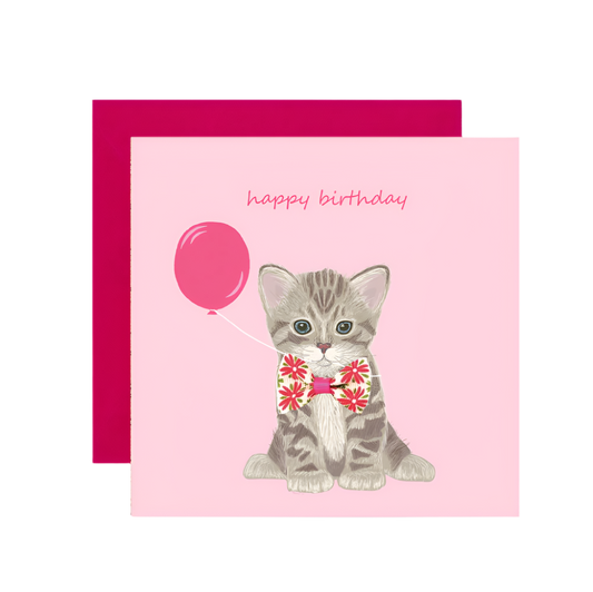 BL002-Apple & Clover-Happy Birthday Tabby Kitten-Card-Blossom