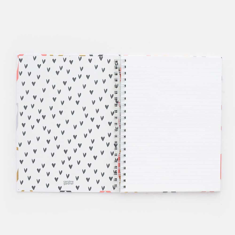 SPI105-Caroline G-Multi Outline Hearts Spiral-Notebook-
