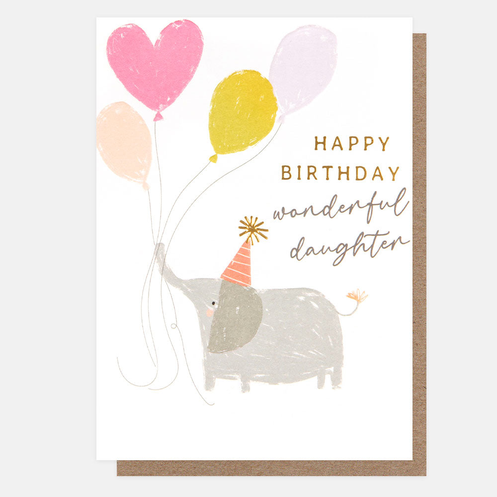 CRC029-Caroline G-Happy Birthday Wonderful Daughter Elephant-Card-Circus