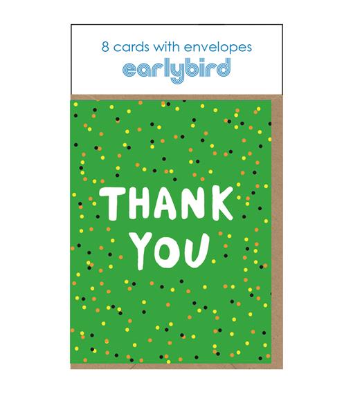 TP066-Earlybird-8Pk Green Neon Thank You-Card Pack-