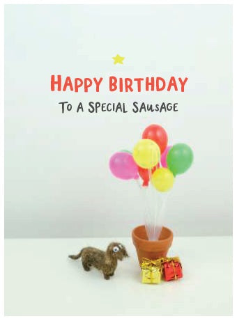 FB032-Bold & Bright-Happy Birthday Special Sausage-Card-Furballz