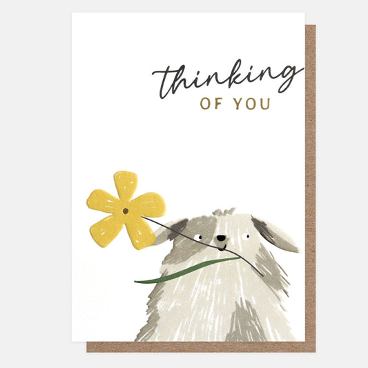 CRC018-Caroline G-Thinking Of You Dog With Flower-Card-Circus