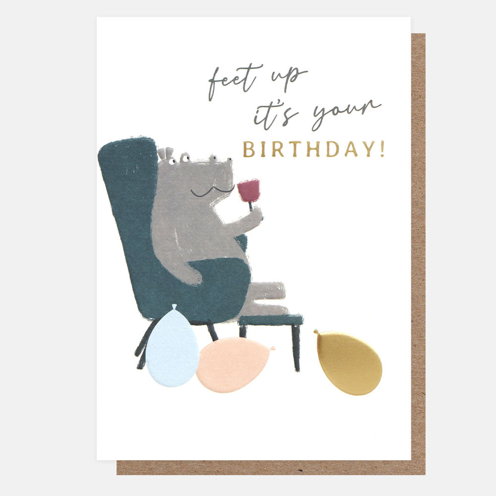 CRC005-Caroline G-Feet Up It'S Your Birthday Hippo-Card-Circus