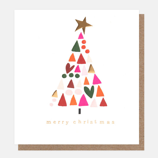 PNT606-Caroline G-Merry Christmas Geo-Shapes Tree 8 Pck-Xmas Card Pack-