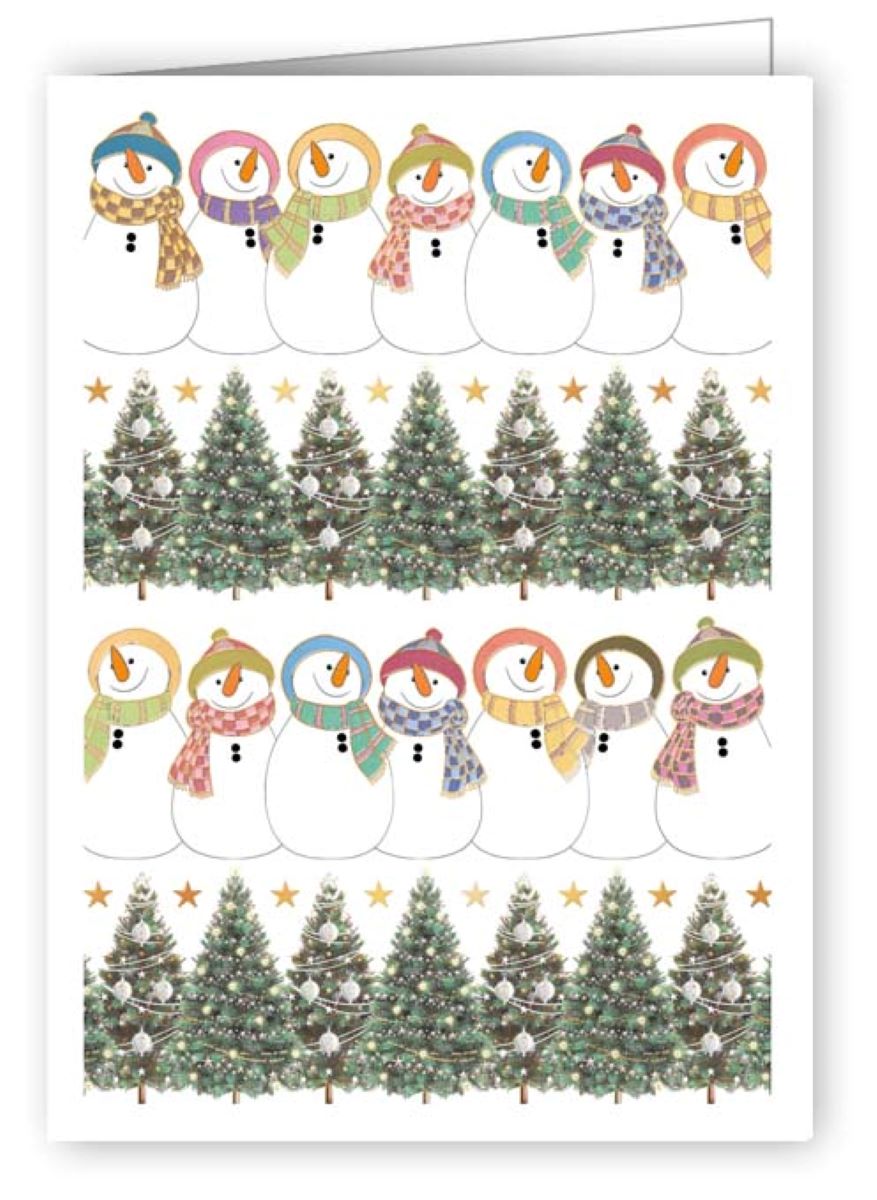 6990-Quire-Snowmen With Scarves-Xmas Mini Card-Mac Classic