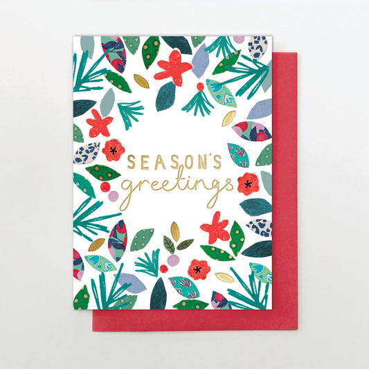 GN004-Stop The Clock-Season'S Greetings Foliage-Xmas Card-