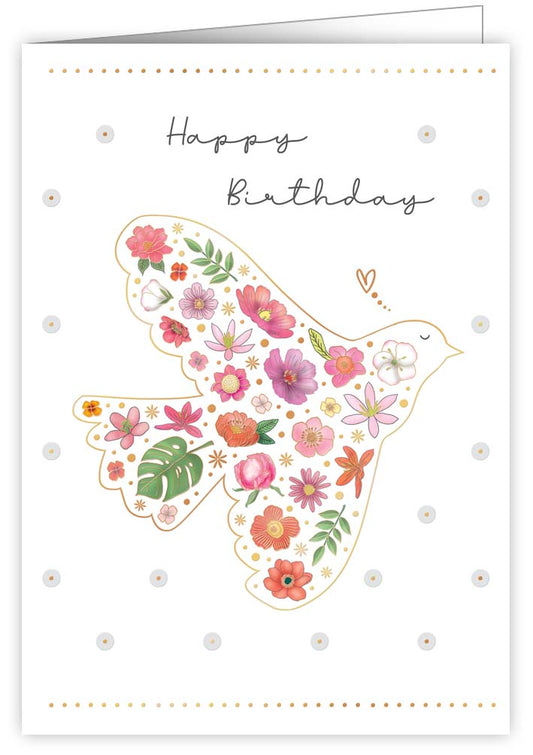 3634-Quire-Dove With Flowers-Card-Mac Classic