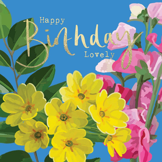 SF004-Sarah Kelleher-Happy Birthday Lovely Blue-Card-Summer Florals