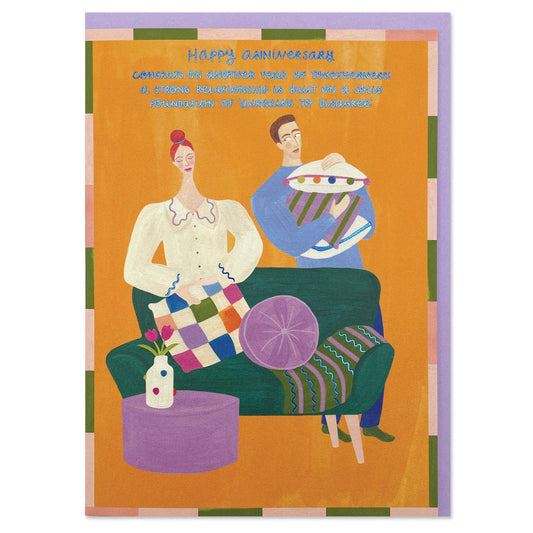 MOD010-Raspberry Blossom-Happy Anniversary Agree To Disagree Over Cushions-Card-Modern Life