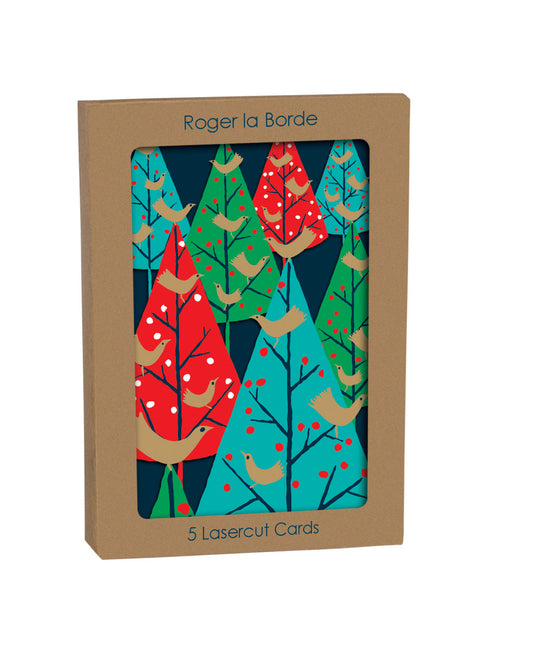 GCX1059P-Roger La B-Brilliant Birds Lasercut Card 5 Pack-Xmas Card Pack-Lasercut Cards