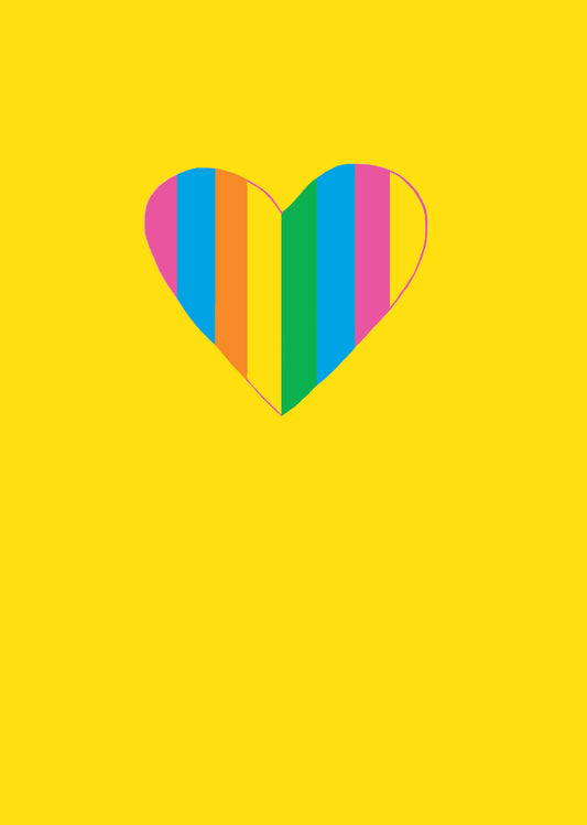 SUP068-Earlybird-Rainbow Heart On Yellow-Card-Super Fab