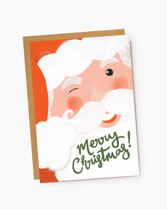 CX248-Jade Fisher-Winking Santa-Xmas Card-Christmas