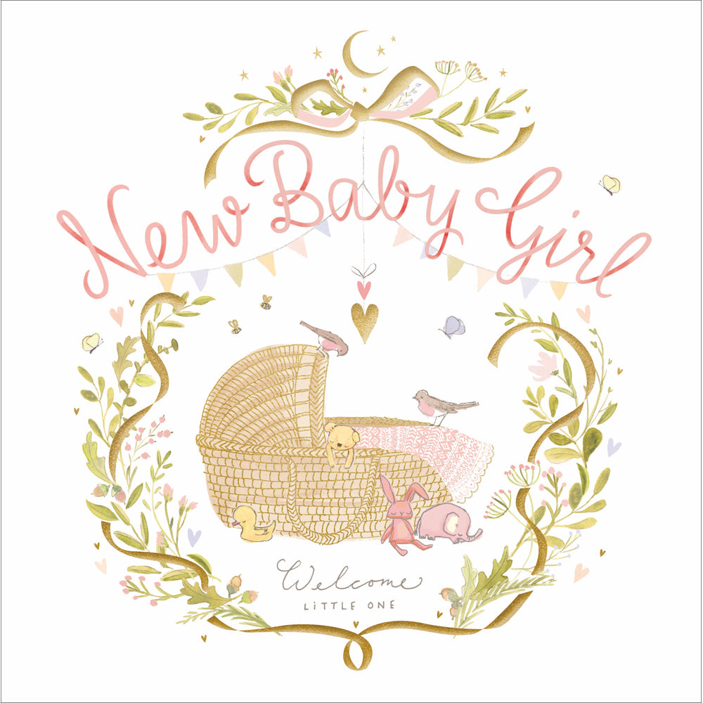 602023-Woodmansterne-Q Cardsngl C.Sty Newbgirl New Baby Girl-Card-