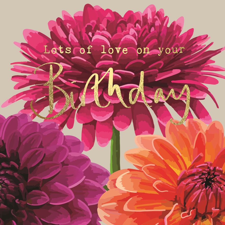 BG058-Sarah Kelleher-Lots Of Love On Your Birthday-Card-Botanical Golds