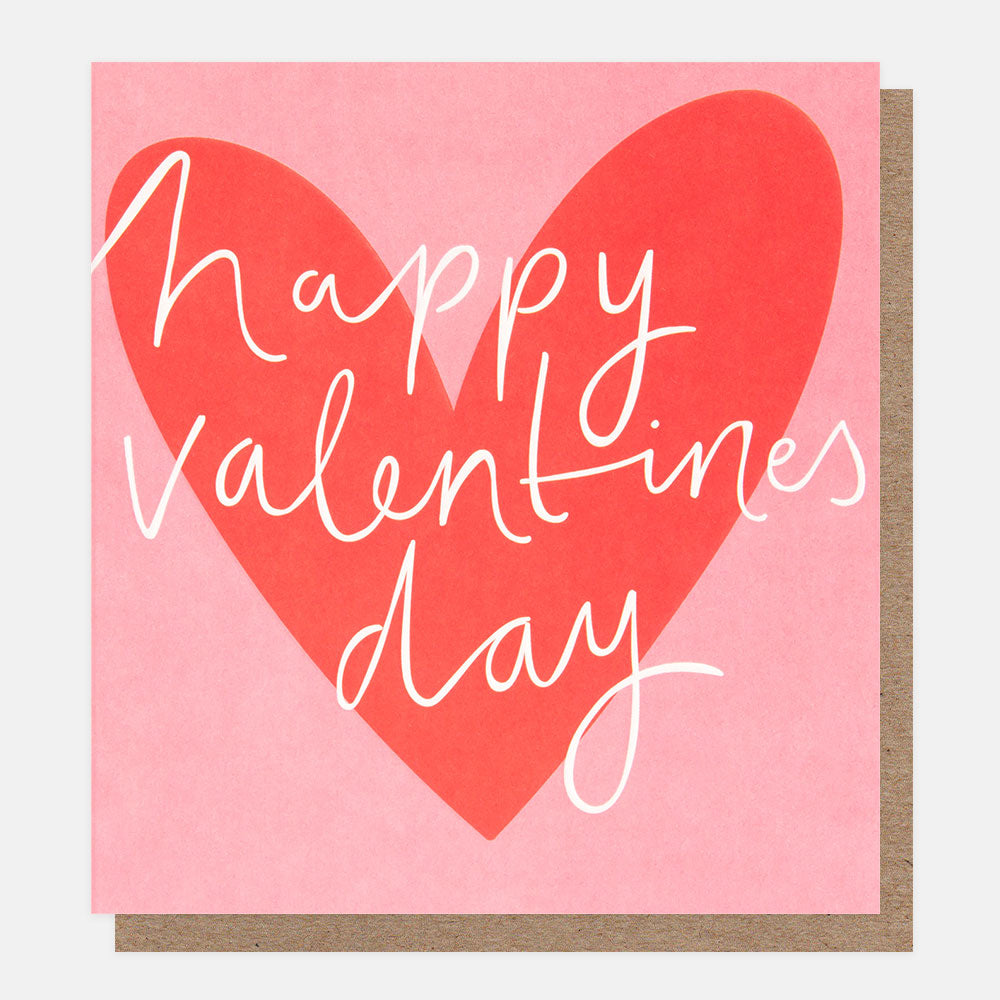 VAL017-Caroline G-Happy Valentine'S Day Red Heart On Pink-Card-